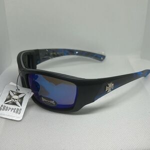 Choppers Padded Flame Mirrored Lens Sunglasses